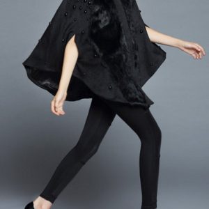 Black Angora-blend Poncho