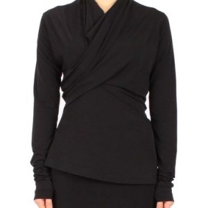 Black Asymmetric Solid Long Sleeved Top