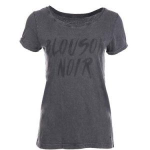 Black Basic Letter Cotton Short Sleeve T-Shirt