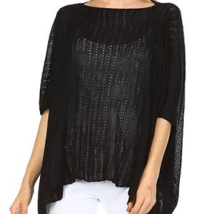 Black Batwing Knitted Asymmetrical Tunic