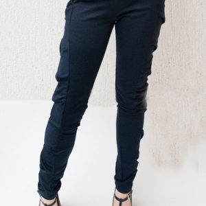 Black Bodycon Solid Ruched Casual Wool Jersey Leggings