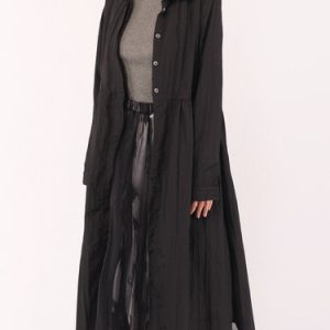 Black Buttoned Shirt Collar Simple Coat