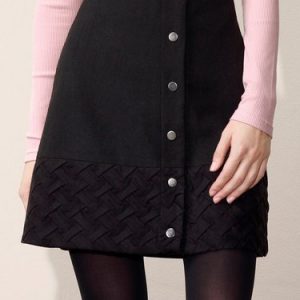 Black Casual Buttoned A-line Mini Skirt