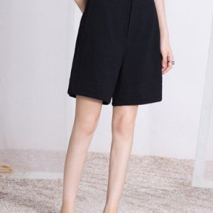 Black Casual H-line Plain Shorts