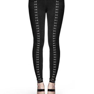 Black Casual Metal Buckle Solid Pockets Skinny Leg Pants