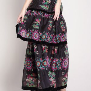 Black Casual Printed Maxi Skirt