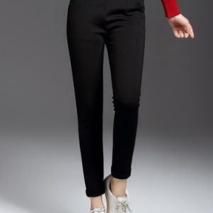 Black Casual Straight Leg Pants with Pockets