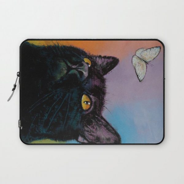 Black Cat Butterfly Computer Cover by Michael Creese - Laptop Sleeve - 13"