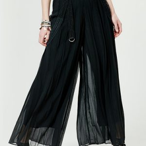 Black Chiffon Culottes Pants