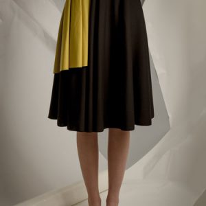 Black Color-block A-line Statement Midi Skirt