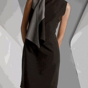 Black Color-block Sleeveless Cowl Neck Elegant Midi Dress