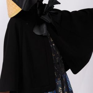 Black Cotton-blend Statement Poncho