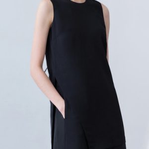 Black Crew Neck Simple Sleeveless Tunic