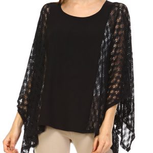 Black Crocheted Resort Poncho