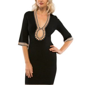 Black Cutout Sheath Half Sleeve Party Dress