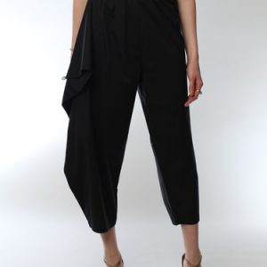 Black Elegant Asymmetrical Plus Size Track Pants