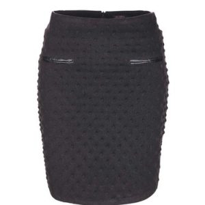 Black Elegant Embossed Sheath Midi Skirt