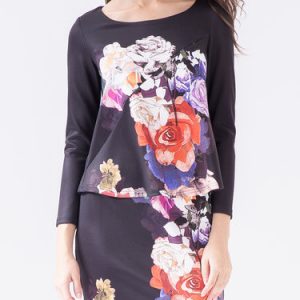 Black Floral Long Sleeve Long Sleeved Top