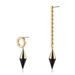 Black Geometry Synthetic Materials Dainty in Diamond Earrings