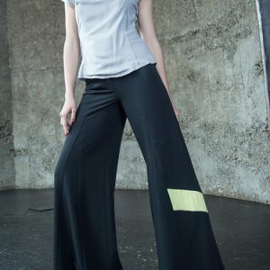 Black Georgette Sleeveless Plain Wide Leg Pant