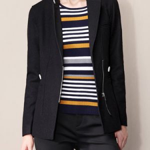 Black H-line Long Sleeve Wool-blend Coat