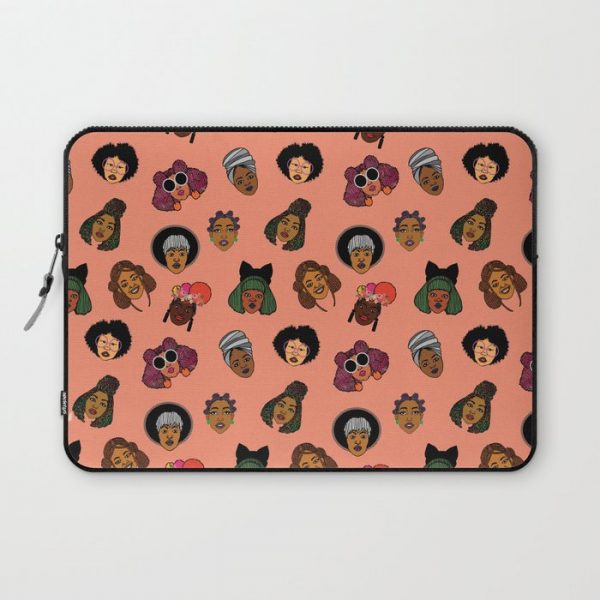 Black Hair Magic (Coral) Computer Cover by DorcasCreates - Laptop Sleeve - 13"