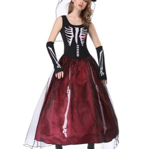 Black Halloween Costumes Headwear Dress Polyester Women Corpse Bride Mardi Gras Set Holidays Costumes