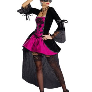 Black Halloween Costumes Lace Polyester Women Vampire Mardi Gras Set Holidays Costumes