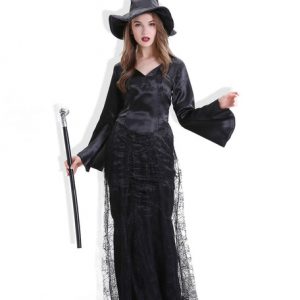 Black Halloween Costumes Woman Witch Dress Tulle Holidays Costumes