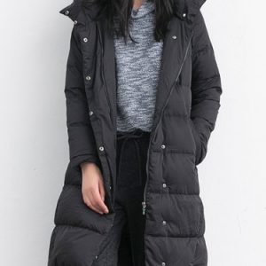 Black Hoodie Casual Solid Down Coat