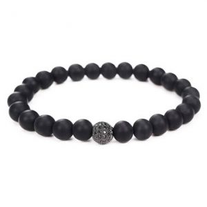 Black Inlaid Zircon Ball Beaded Bracelet