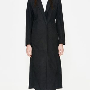 Black Lapel Solid Simple Cotton Coat