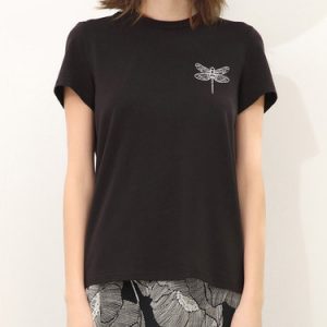 Black Letter Cotton-blend Short Sleeve T-Shirt