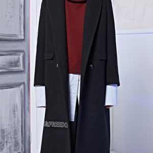 Black Letter Embroidered Lapel Statement Coat