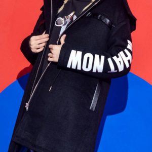 Black Long Sleeve Letter Coat