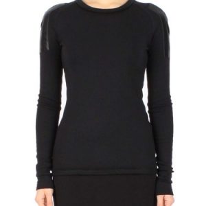 Black Patch Paneled Raglan Sleeve Long Sleeved Top