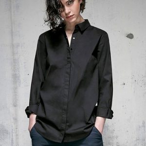 Black Pierced Statement Plain Long Sleeve dBlouse