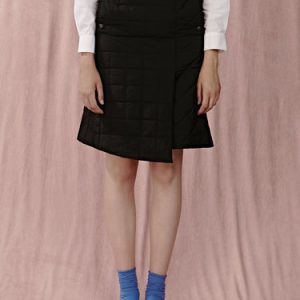 Black Plain Ribbed Casual Asymmetrical Midi Skirt