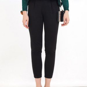 Black Pockets Casual Solid Skinny Leg Pants