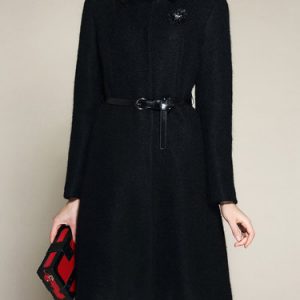 Black Pockets Long Sleeve Coat