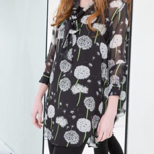 Black Printed 3/4 Sleeve Tunic