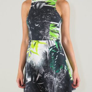 Black Printed A-line Sleeveless Mini Dress