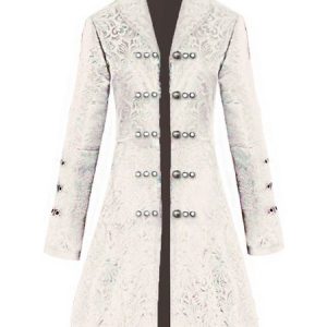 Black Retro Costumes Women Overcoat Jacquard Double Breasted Coat