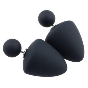 Black Round Shape Decorated Earrings for Woman - One Size