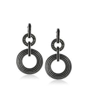 Black Round Synthetic Materials Earrings