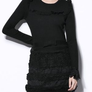 Black Sheath Casual Knitted Sweater Dress