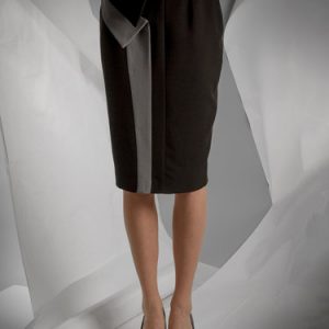 Black Sheath Georgette Asymmetric Elegant Pencil Skirt