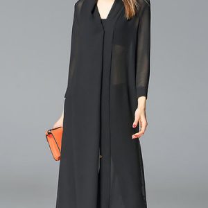 Black Shift Long Sleeve Buttoned Tunic