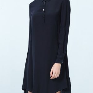 Black Silk Long Sleeve Shift Solid Tunic