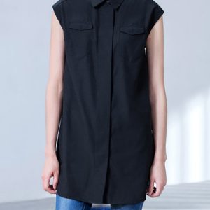 Black Simple H-line Cotton Plain Tunic